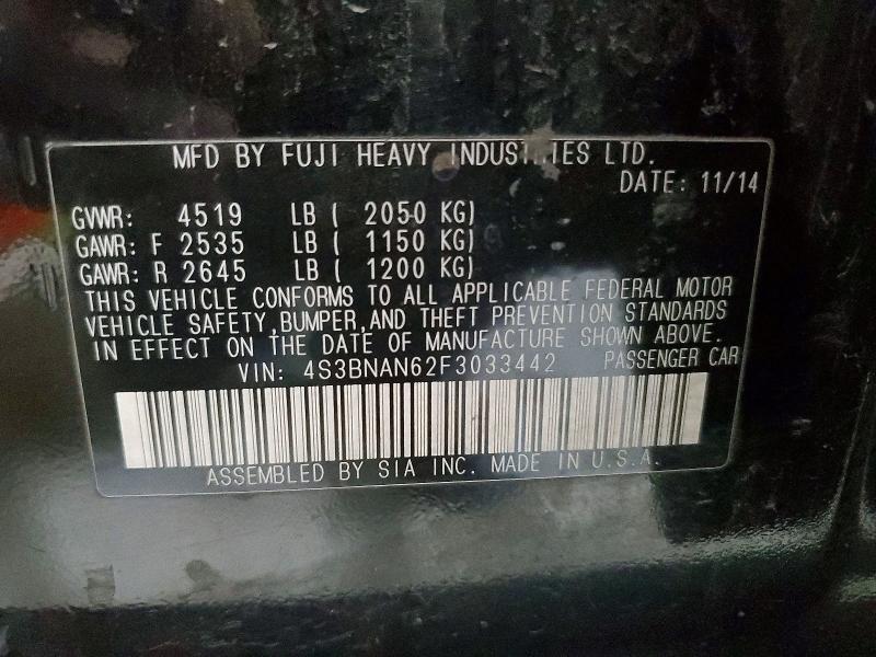 2015 Subaru Legacy მანქანა იყიდება აუქციონზე, vin: 4S3BNAN62F3033442, აუქციონის ნომერი: 55757606
