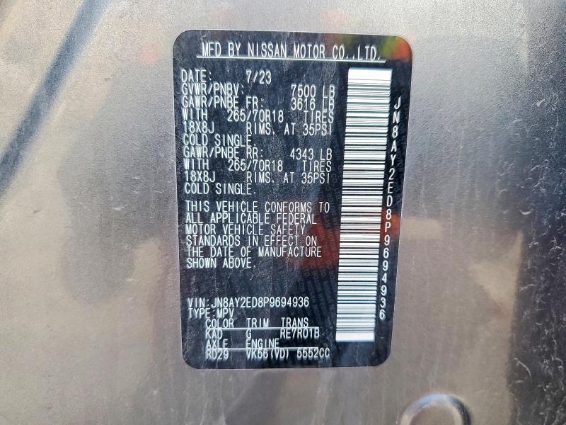 Продаж на аукціоні авто 2023 Nissan Armada, vin: JN8AY2ED8P9694936, номер лоту: 55689016