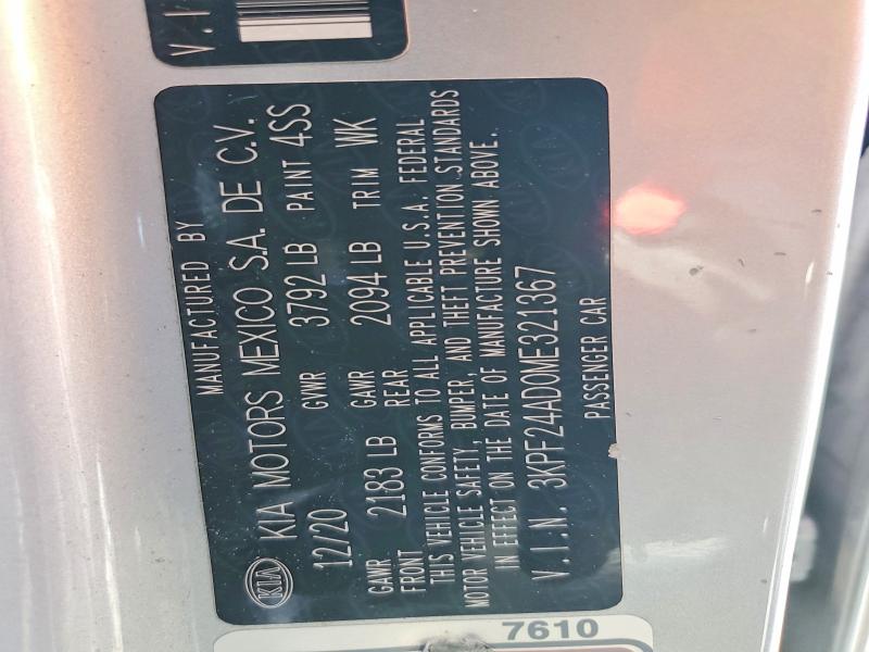 Aukcja sprzedaży 2021 Kia Forte, vin: 3KPF24AD0ME321367, numer aukcji: 55655176