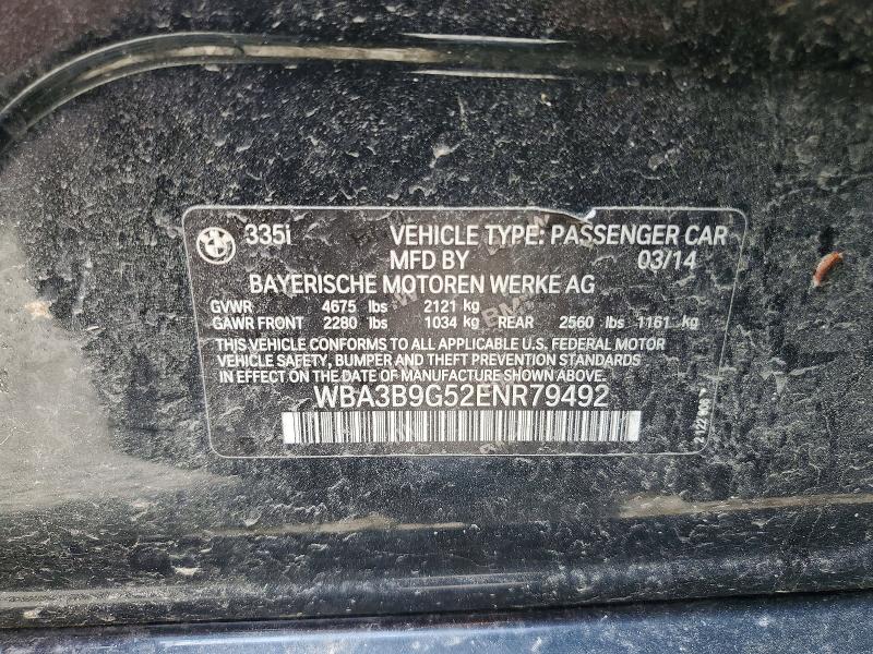 56637636 :رقم المزاد ، WBA3B9G52ENR79492 vin ، 2014 Bmw 335 مزاد بيع