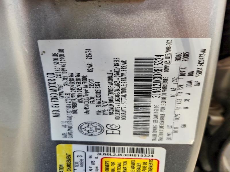 Продажа на аукционе авто 2013 Lincoln Mkz, vin: 3LN6L2JK3DR815324, номер лота: 57563956