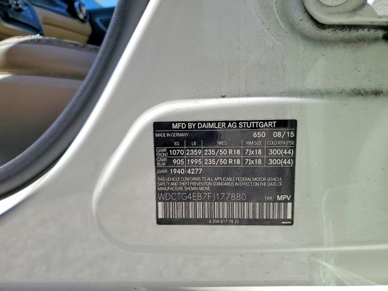 Продаж на аукціоні авто 2015 Mercedes-benz Gla, vin: WDCTG4EB7FJ177880, номер лоту: 57358026