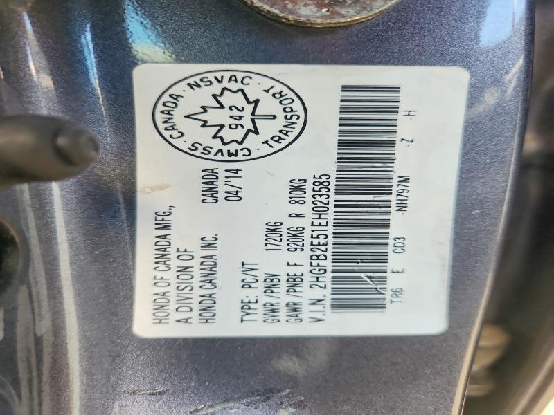 Aukcja sprzedaży 2014 Honda Civic, vin: 2HGFB2E51EH023585, numer aukcji: 56268686
