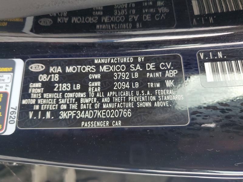 Aukcja sprzedaży 2019 Kia Forte, vin: 3KPF34AD7KE020766, numer aukcji: 54923116