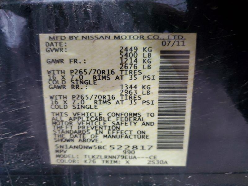 Продаж на аукціоні авто 2011 Nissan Xterra, vin: 5N1AN0NW5BC522817, номер лоту: 59099866