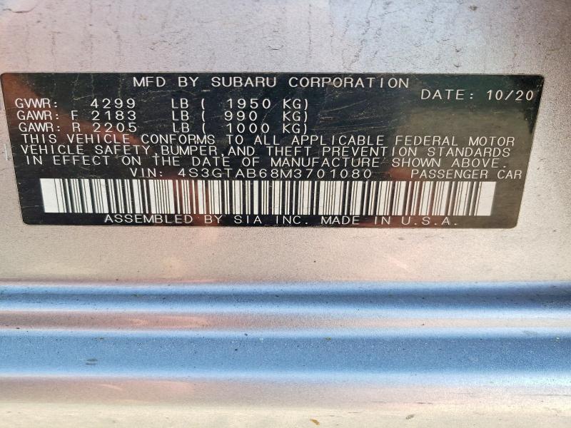 Aukcja sprzedaży 2021 Subaru Impreza, vin: 4S3GTAB68M3701080, numer aukcji: 56475376