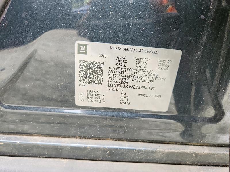 Aukcja sprzedaży 2018 Chevrolet Traverse, vin: 1GNEVJKW2JJ284491, numer aukcji: 58089076