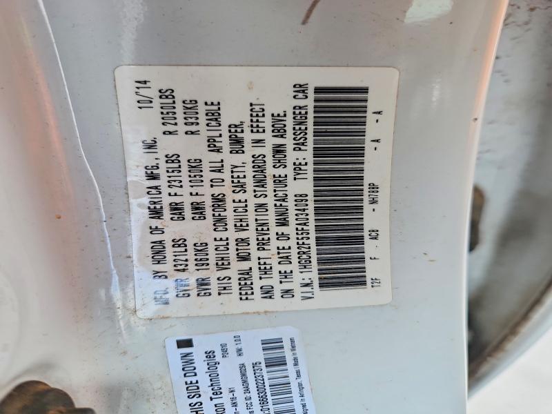 Продажа на аукционе авто 2015 Honda Accord, vin: 1HGCR2F55FA034098, номер лота: 57287126