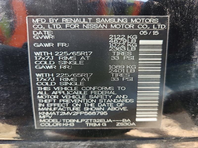 Auction sale of the 2015 Nissan Rogue, vin: KNMAT2MV2FP568795, lot number: 57906966