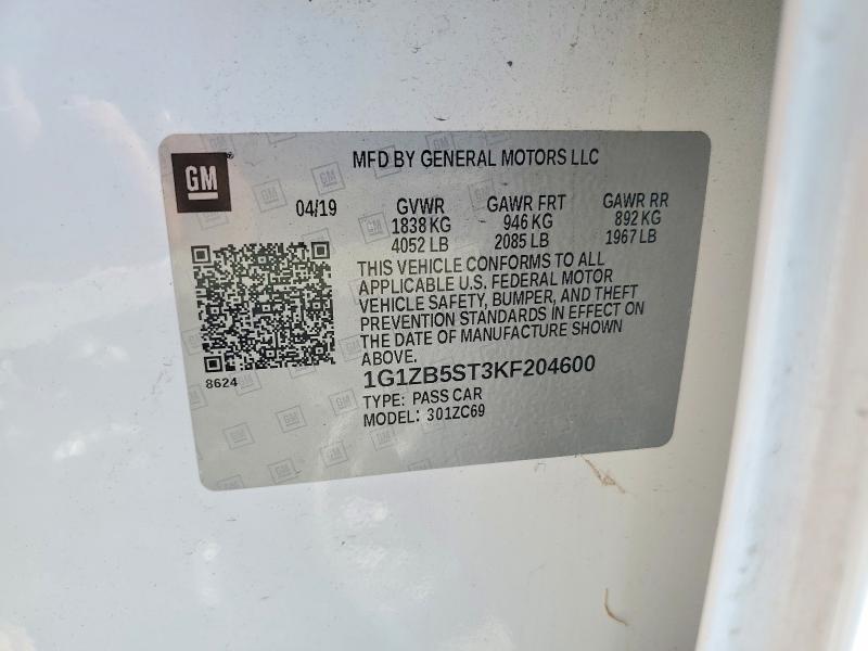 Aukcja sprzedaży 2019 Chevrolet Malibu, vin: 1G1ZB5ST3KF204600, numer aukcji: 85606395