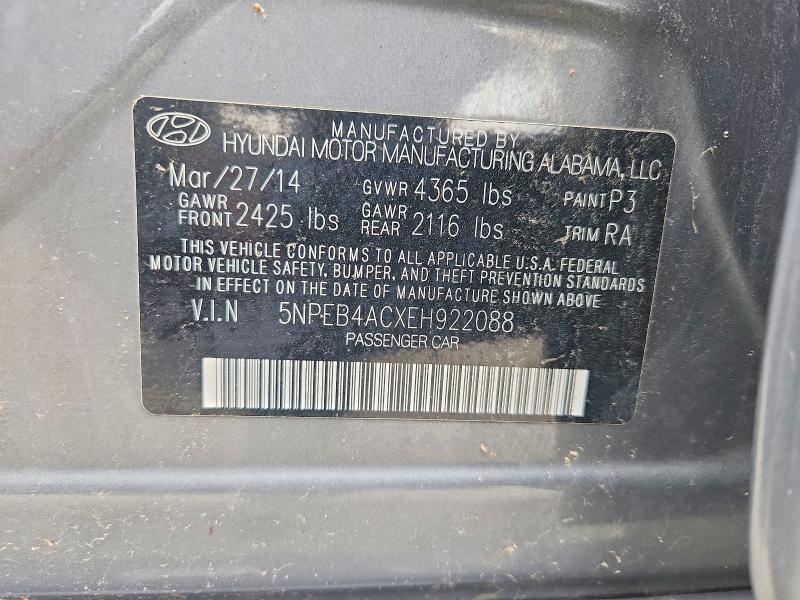 Продаж на аукціоні авто 2014 Hyundai Sonata, vin: 5NPEB4ACXEH922088, номер лоту: 57302706