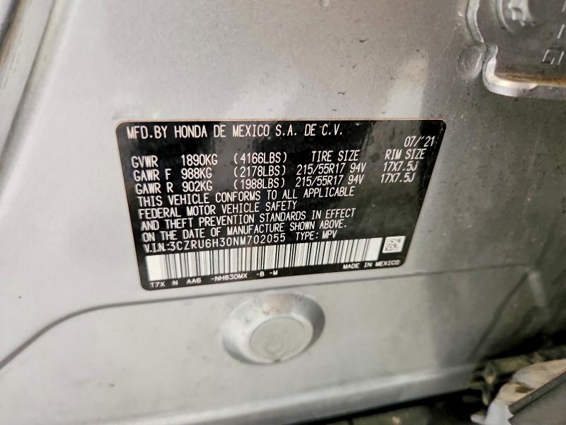 Продаж на аукціоні авто 2022 Honda Hr-v, vin: 3CZRU6H30NM702055, номер лоту: 57526916