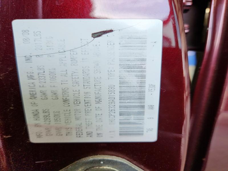 Продажа на аукционе авто 2009 Honda Accord, vin: 1HGCP26329A015890, номер лота: 59124816