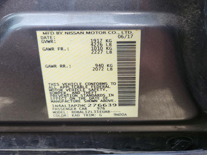 Продажа на аукционе авто 2017 Nissan Altima, vin: 1N4AL3AP2HC276639, номер лота: 55075926