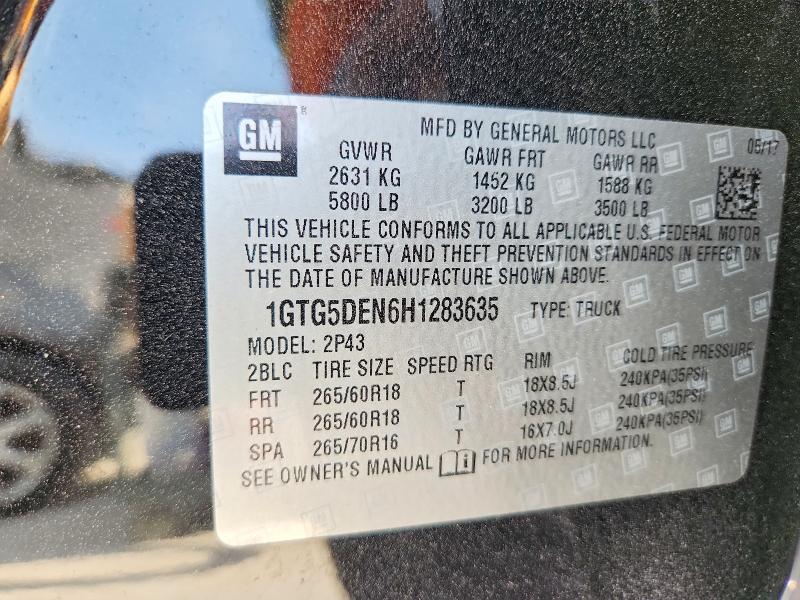 Продажа на аукционе авто 2017 Gmc Canyon, vin: 1GTG5DEN6H1283635, номер лота: 59155616