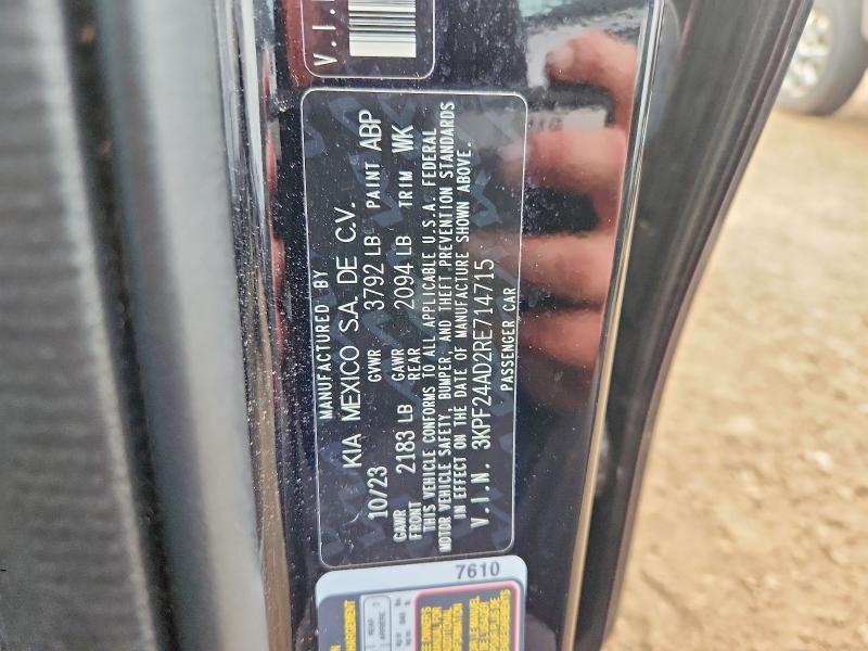 56078266 :رقم المزاد ، 3KPF24AD2RE714715 vin ، 2024 Kia Forte مزاد بيع