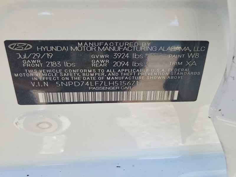 Aukcja sprzedaży 2020 Hyundai Elantra, vin: 5NPD74LF7LH515671, numer aukcji: 56721606