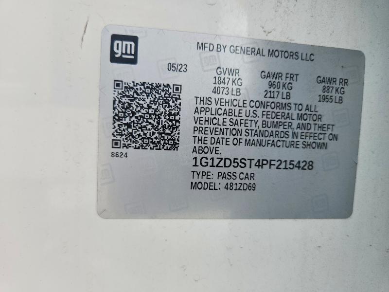 Продажа на аукционе авто 2023 Chevrolet Malibu, vin: 1G1ZD5ST4PF215428, номер лота: 55687516