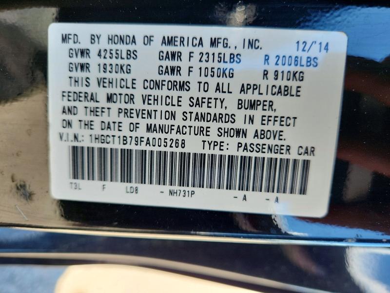 51922816 :رقم المزاد ، 1HGCT1B79FA005268 vin ، 2015 Honda Accord مزاد بيع