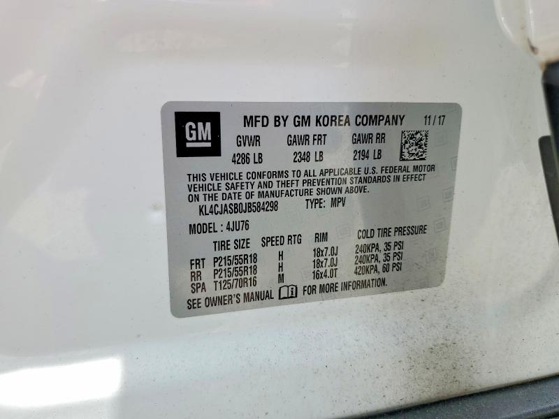 Продаж на аукціоні авто 2018 Buick Encore, vin: KL4CJASB0JB584298, номер лоту: 58245356