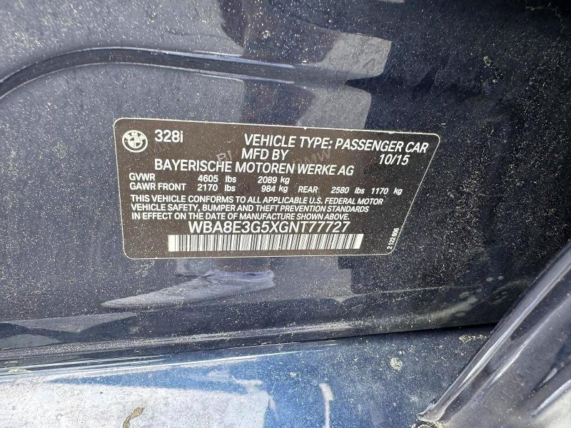 58366766 :رقم المزاد ، WBA8E3G5XGNT77727 vin ، 2016 Bmw 328 مزاد بيع