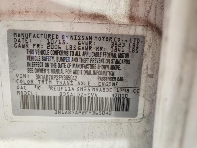 55425896 :رقم المزاد ، 3N1AB7AP2FY365042 vin ، 2015 Nissan Sentra مزاد بيع
