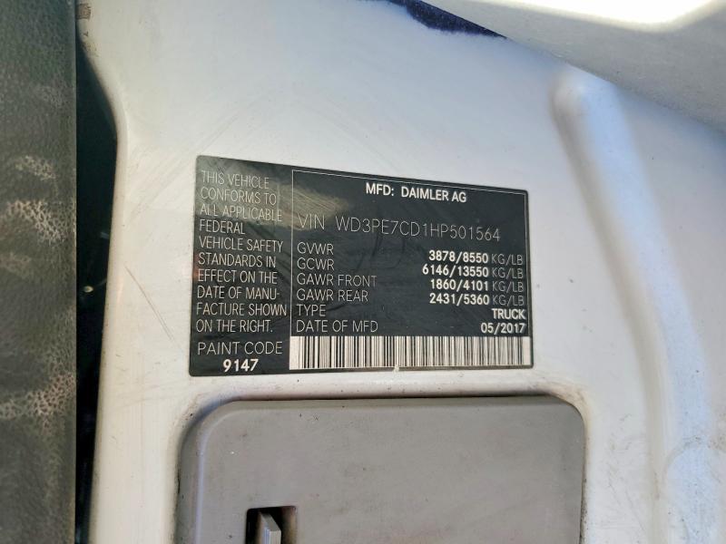 Продажа на аукционе авто 2017 Mercedes-benz Sprinter, vin: WD3PE7CD1HP501564, номер лота: 57366716