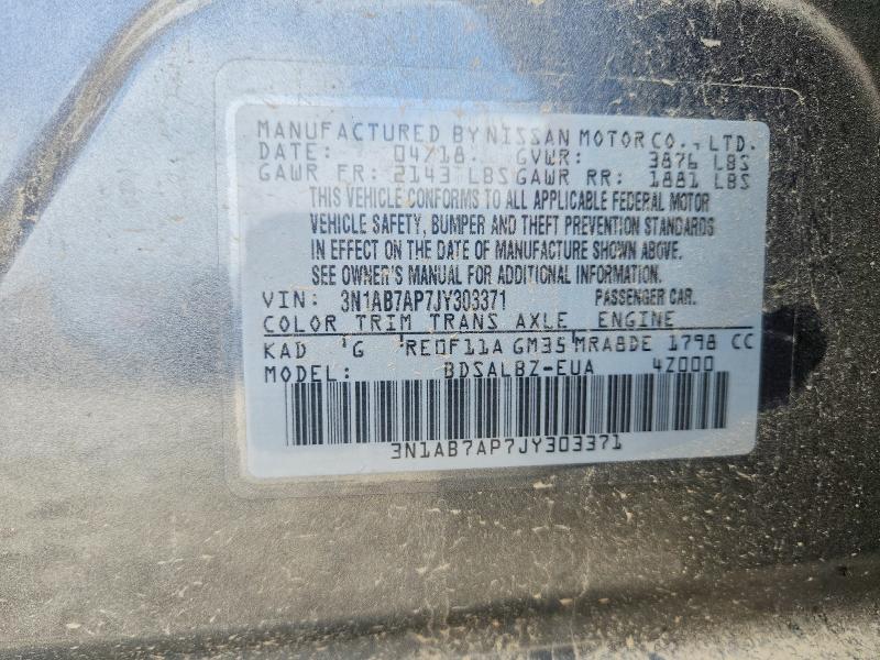 51825146 :رقم المزاد ، 3N1AB7AP7JY303371 vin ، 2018 Nissan Sentra مزاد بيع