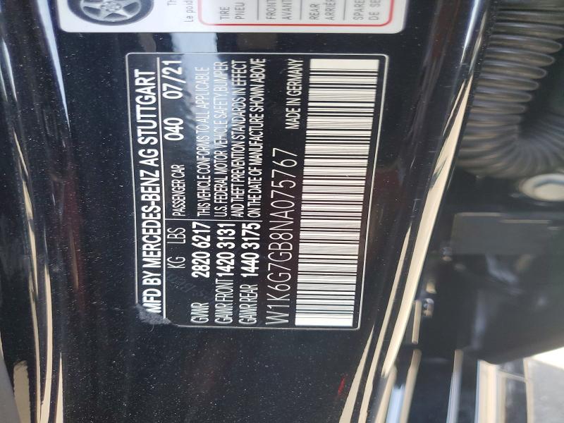 Aukcja sprzedaży 2022 Mercedes-benz S, vin: W1K6G7GB8NA075767, numer aukcji: 57044396