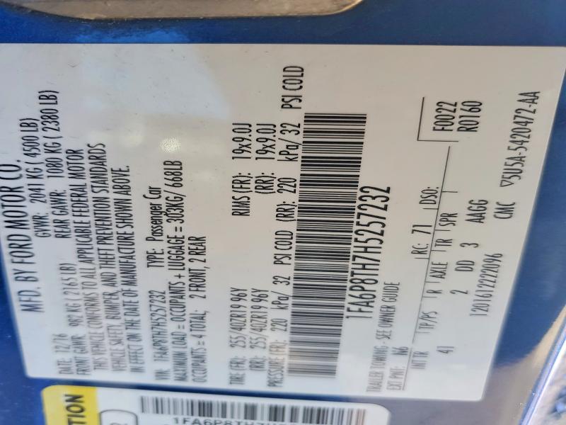Продажа на аукционе авто 2017 Ford Mustang, vin: 1FA6P8TH7H5257232, номер лота: 56098486
