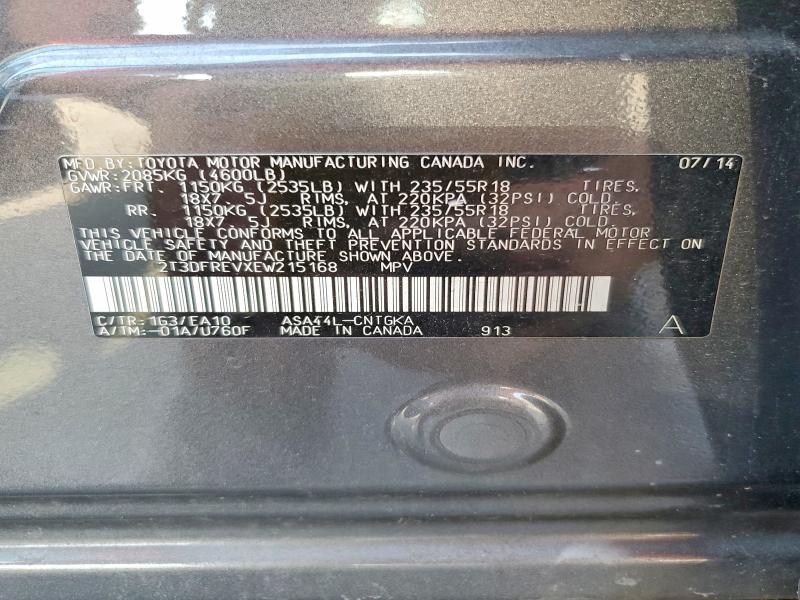 Aukcja sprzedaży 2014 Toyota Rav4, vin: 2T3DFREVXEW215168, numer aukcji: 55980666