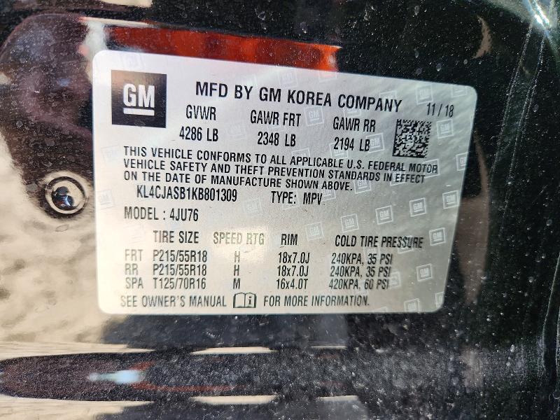 Продаж на аукціоні авто 2019 Buick Encore, vin: KL4CJASB1KB801309, номер лоту: 56874426