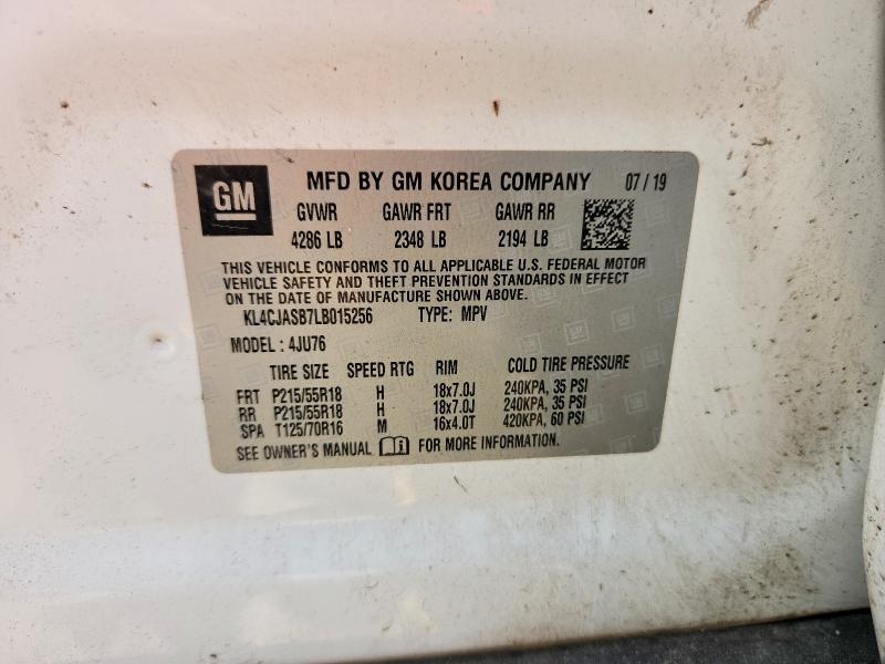 2020 Buick Encore მანქანა იყიდება აუქციონზე, vin: KL4CJASB7LB015256, აუქციონის ნომერი: 58287176