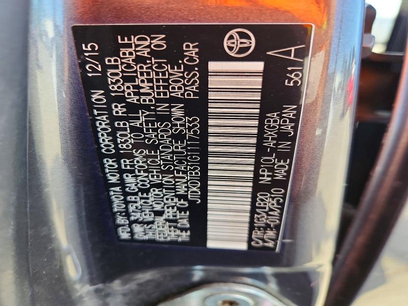 Aukcja sprzedaży 2016 Toyota Prius C, vin: JTDKDTB31G1117533, numer aukcji: 56449286
