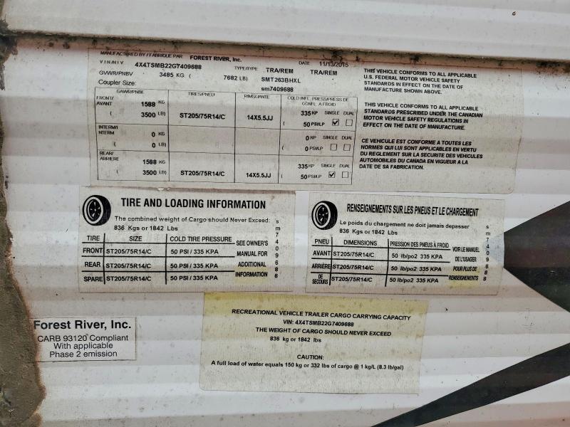 Aukcja sprzedaży 2015 Salem Recreational Vehicle (rv), vin: 4X4TSMB22G7409688, numer aukcji: 56180696