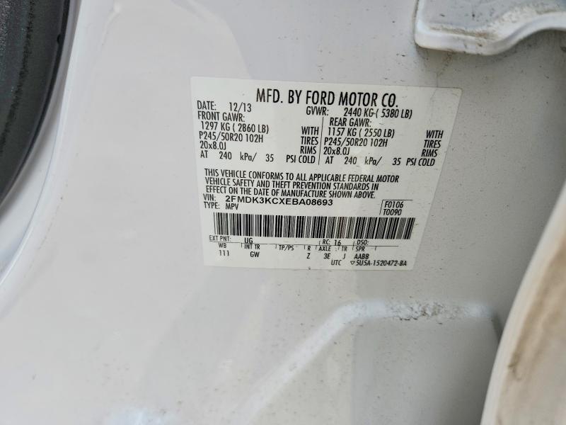 57847226 :رقم المزاد ، 2FMDK3KCXEBA08693 vin ، 2014 Ford Edge مزاد بيع