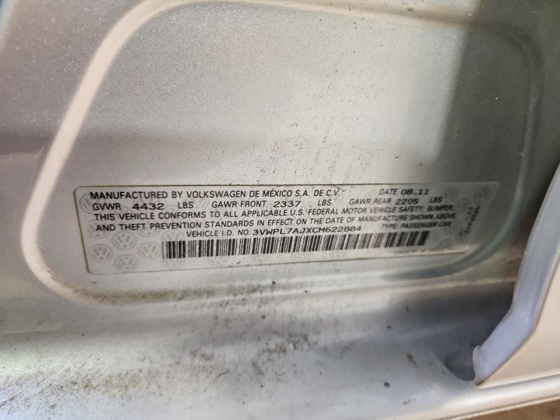 Продаж на аукціоні авто 2012 Volkswagen Jetta, vin: 3VWPL7AJXCM622884, номер лоту: 54151036