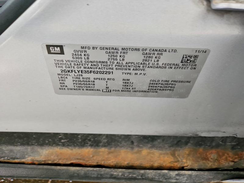 Aukcja sprzedaży 2015 Gmc Terrain, vin: 2GKFLYE35F6202291, numer aukcji: 55740886