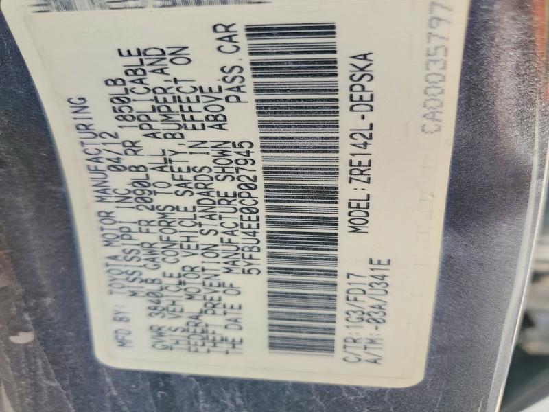 56236806 :رقم المزاد ، 5YFBU4EE0CP027945 vin ، 2012 Toyota Corolla مزاد بيع