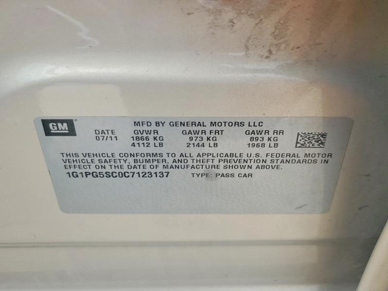 Aukcja sprzedaży 2012 Chevrolet Cruze, vin: 1G1PG5SC0C7123137, numer aukcji: 55737346