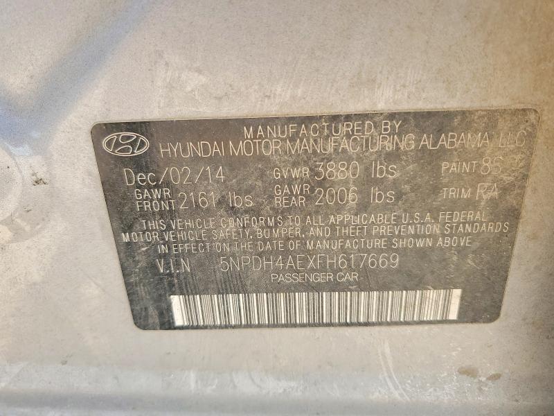 58149896 :رقم المزاد ، 5NPDH4AEXFH617669 vin ، 2015 Hyundai Elantra مزاد بيع