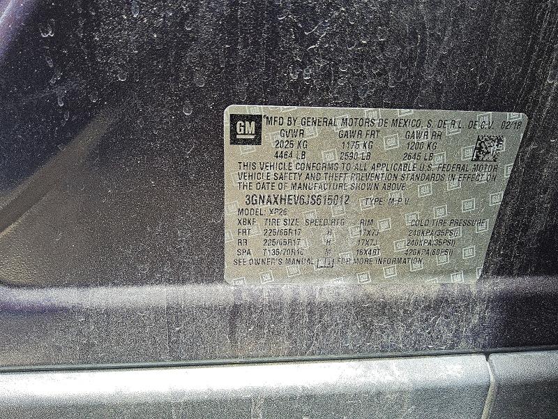 2018 Chevrolet Equinox მანქანა იყიდება აუქციონზე, vin: 3GNAXHEV6JS615012, აუქციონის ნომერი: 58811996