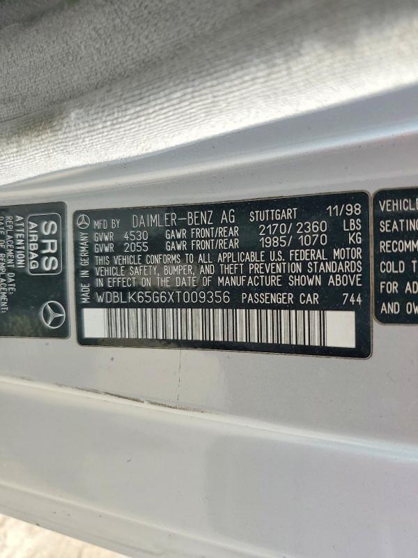 Продаж на аукціоні авто 1999 Mercedes-benz Clk, vin: WDBLK65G6XT009356, номер лоту: 56644896