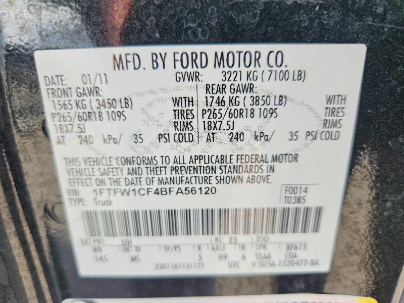 Продаж на аукціоні авто 2011 Ford F150, vin: 1FTFW1CF4BFA56120, номер лоту: 57754986