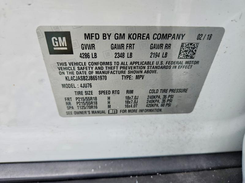 Aukcja sprzedaży 2018 Buick Encore, vin: KL4CJASB2JB651970, numer aukcji: 55614446