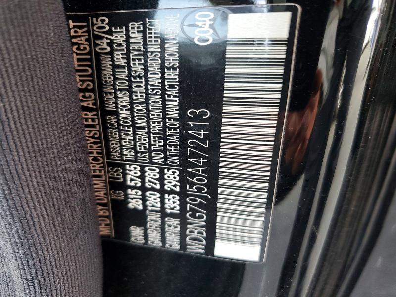 55809416 :رقم المزاد ، WDBNG79J56A472413 vin ، 2006 Mercedes-benz S مزاد بيع