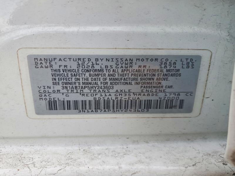 Aukcja sprzedaży 2017 Nissan Sentra, vin: 3N1AB7AP5HY243603, numer aukcji: 55714366
