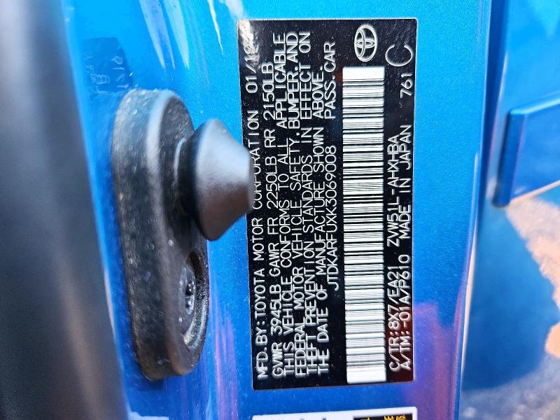 Aukcja sprzedaży 2019 Toyota Prius, vin: JTDKARFUXK3069008, numer aukcji: 58073936