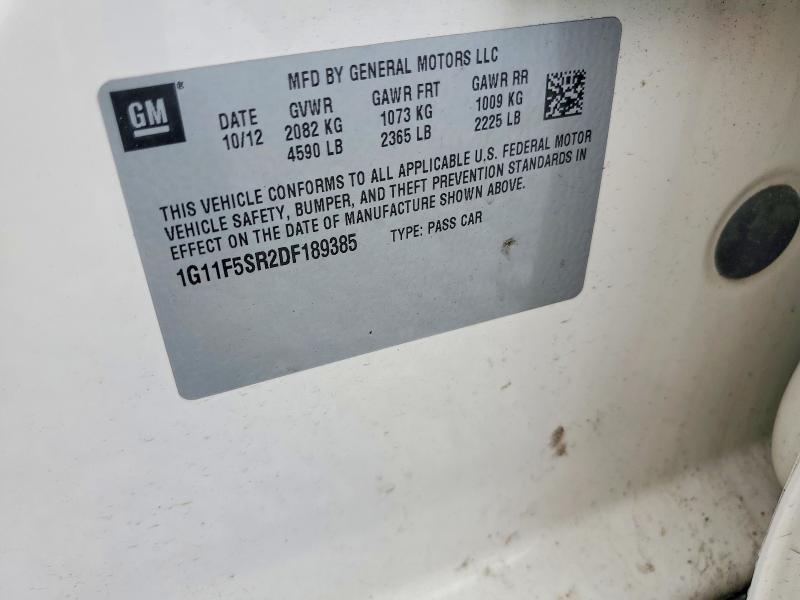 Auction sale of the 2013 Chevrolet Malibu, vin: 1G11F5SR2DF189385, lot number: 56255576