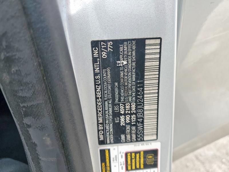 55880616 :رقم المزاد ، 55SWF4JB8JU246411 vin ، 2018 Mercedes-benz C مزاد بيع